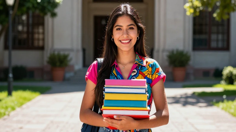 Estudiante mexicana sonriente en universidad