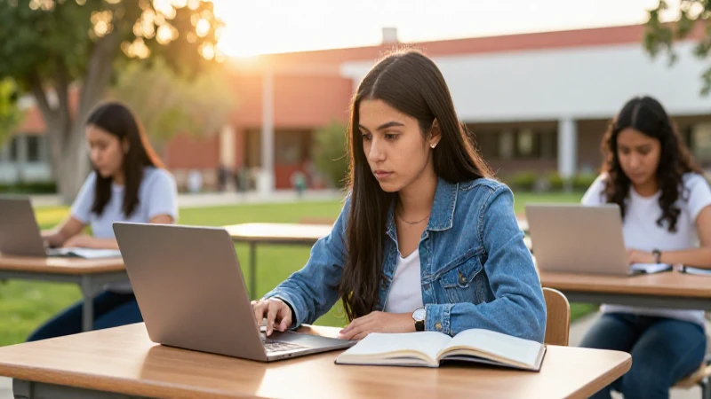Estudiante mexicana estudiando en ambiente académico