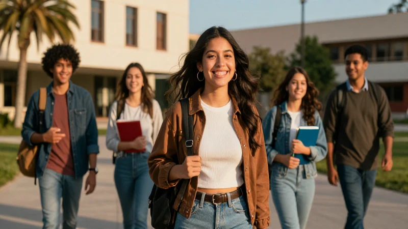 Estudiante mexicano sonriente en luz dorada
