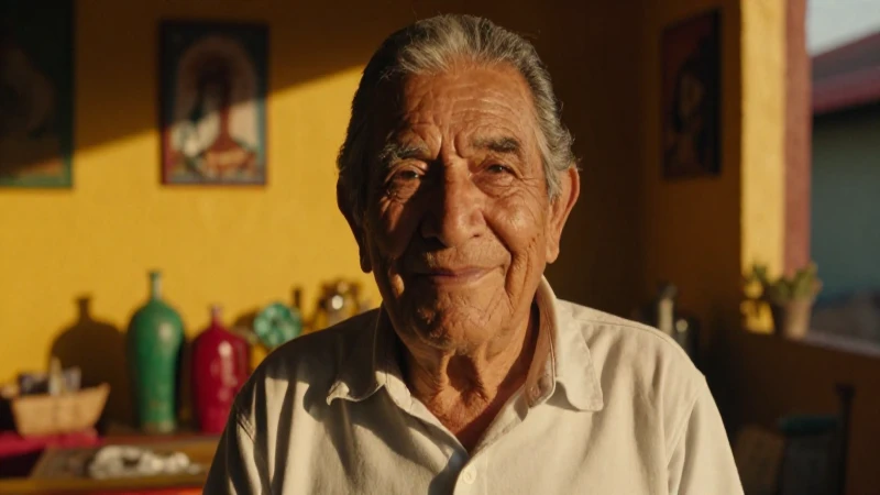 Retrato cálido de hombre mexicano feliz y vibrante