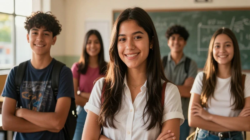 Retrato feliz de estudiantes mexicanos modernos