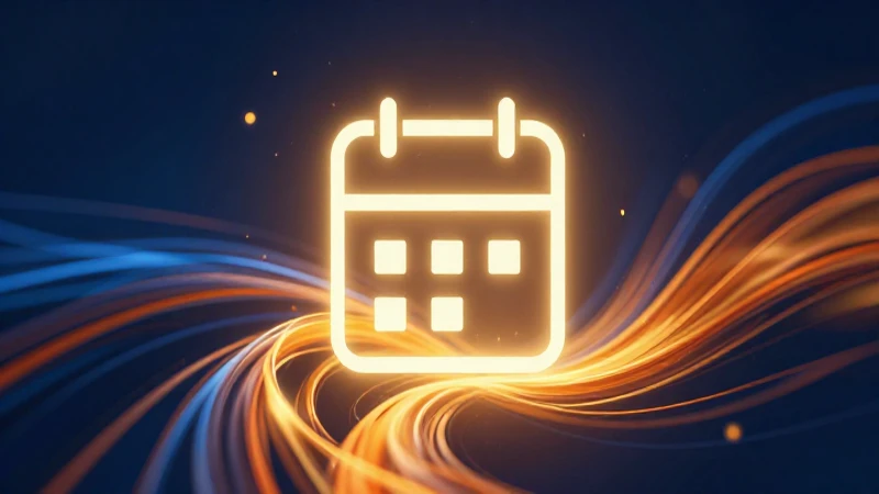 Icono de calendario vibrante con luz dorada