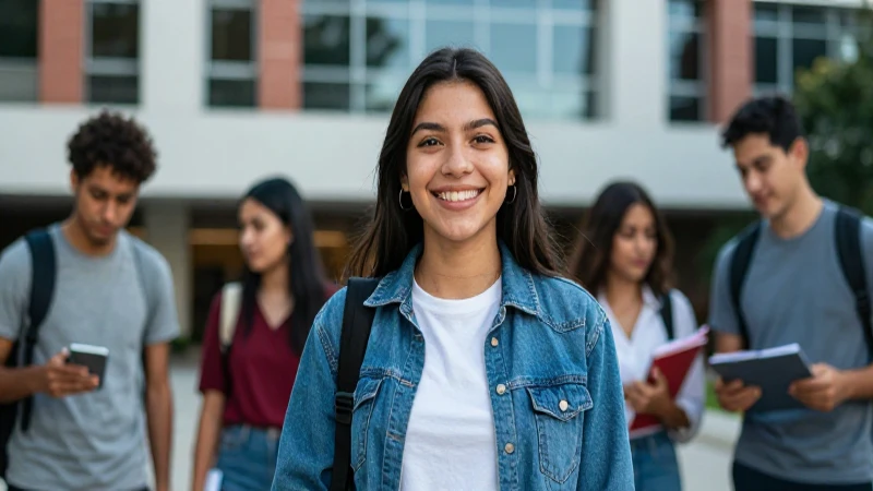 Retrato vibrante de estudiante mexicano sonriendo