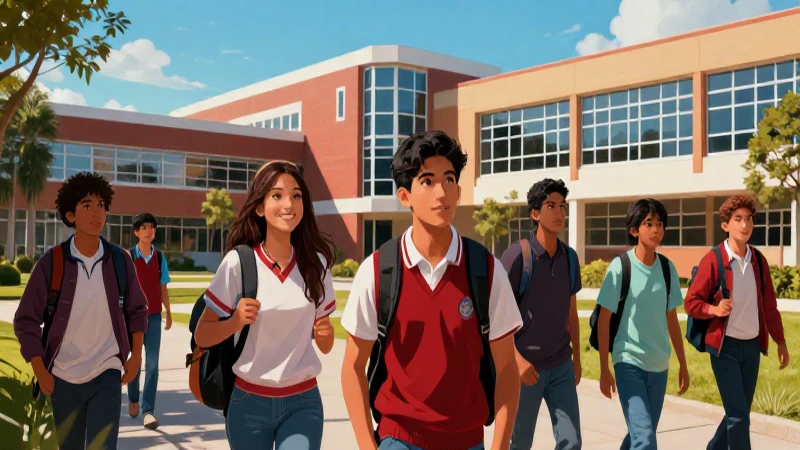 Ilustración vibrante de estudiantes mexicanos modernos