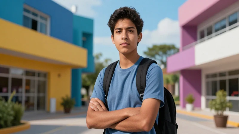 Estudiante mexicano con iluminación cinematográfica