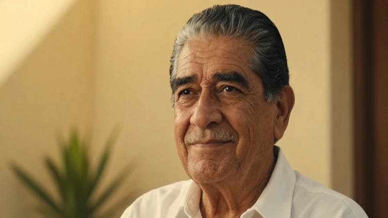 Hombre mexicano mayor, seguro y próspero, con luz dorada