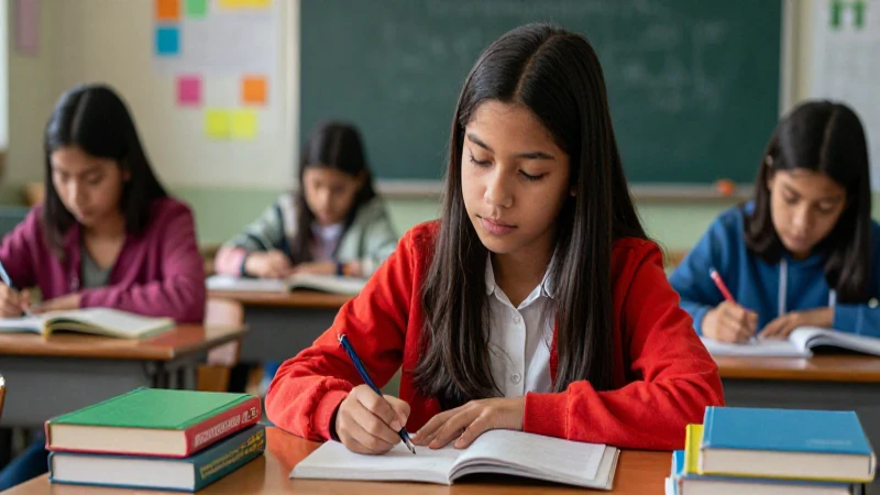 Estudiante mexicano enfocado en clase moderna