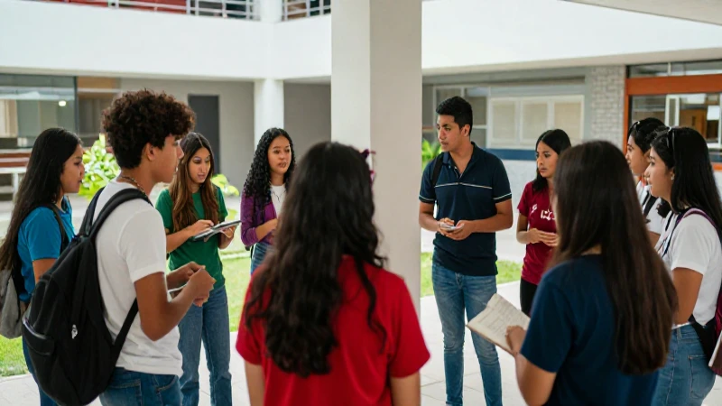 Estudiantes mexicanos vibrantes en campus moderno