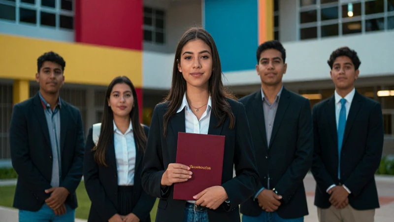 Estudiantes mexicanos celebrando sus logros en campus
