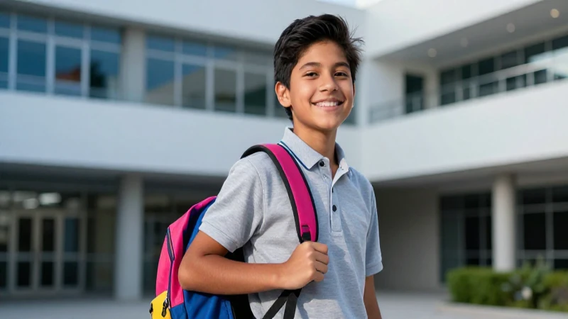 Estudiante mexicano sonriente, vibrante y moderno