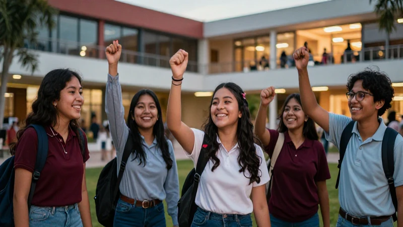 Estudiantes mexicanos celebrando logros en la universidad