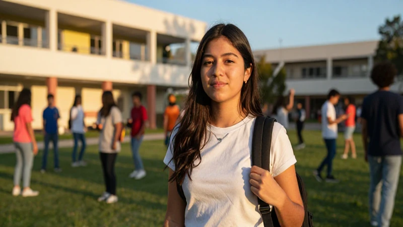 Estudiante vibrante en entorno educativo moderno