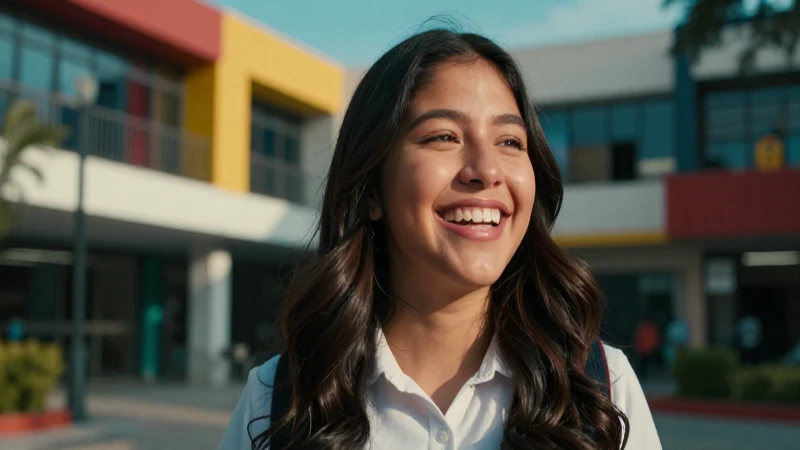 Estudiante feliz y calendario escolar Conalep