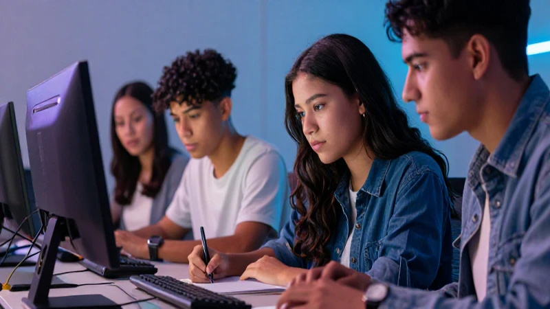 Estudiantes mexicanos estudian en campus moderno