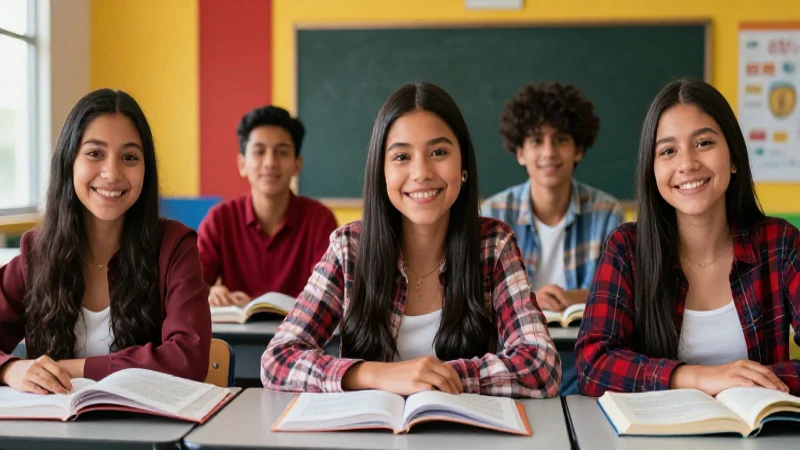 Estudiantes mexicanos sonriendo en un aula vibrante