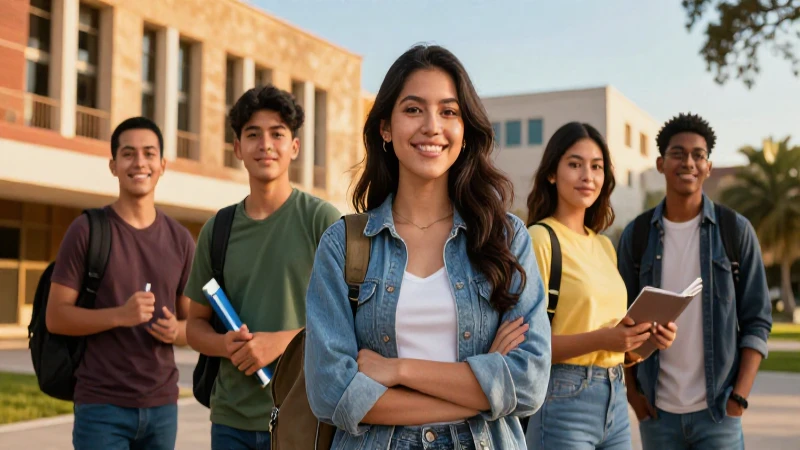 Estudiante ambicioso en campus moderno