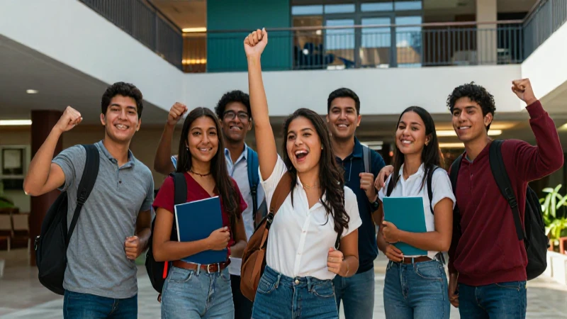Estudiantes mexicanos celebran éxito en campus vibrante