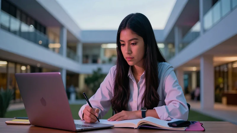 Estudiante mexicano enfocado en campus moderno