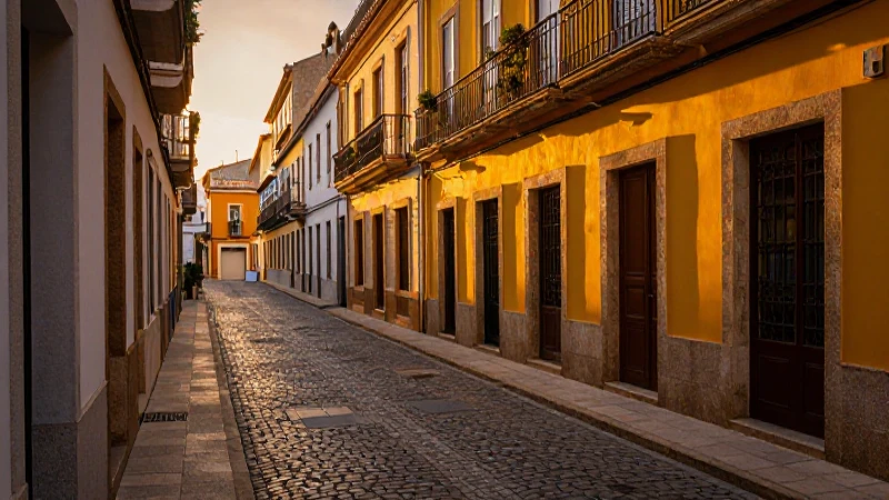 Calle estrecha y pintoresca con arquitectura mediterránea