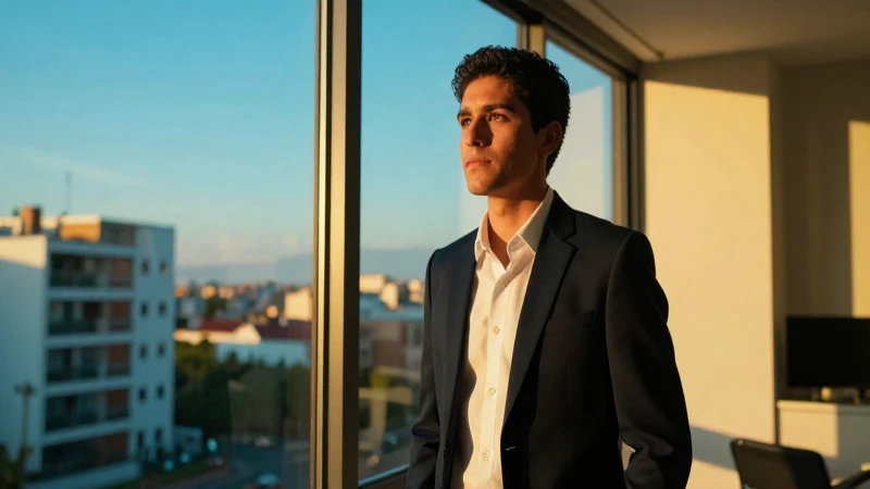 Joven profesional mexicano en un apartamento luminoso