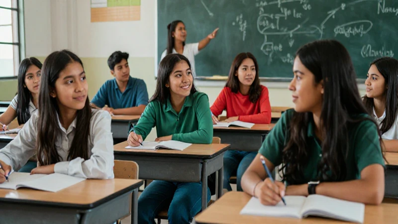 Estudiantes mexicanos colaboran en un moderno salón