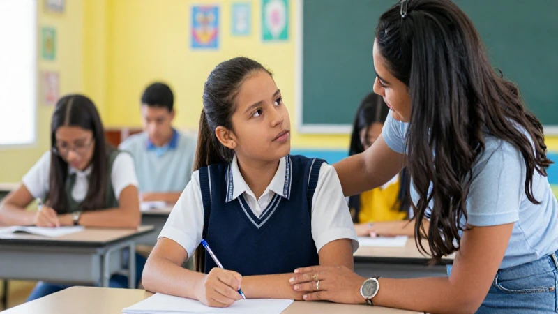 Estudiante y padre en aula moderna