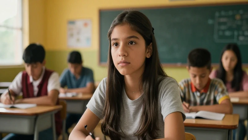 Estudiante mexicano con determinación en aula moderna