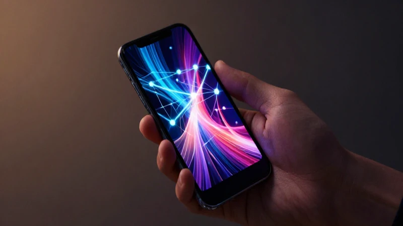 Smartphone brillante con conexión digital dramática