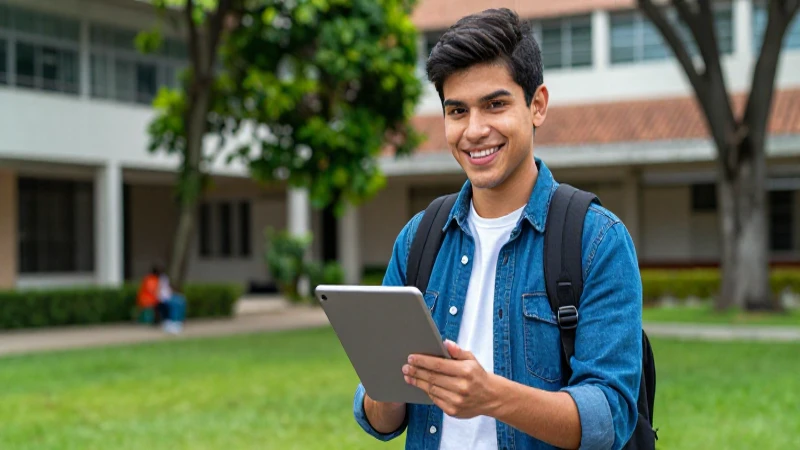 Estudiante universitario con apoyo digital