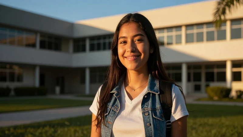 Joven mexicano sonriente en campus dorado
