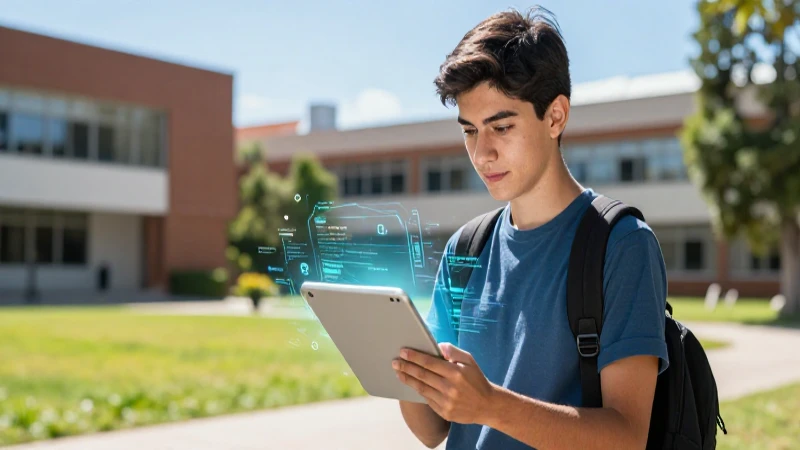 Joven mexicano digital enfocado en campus