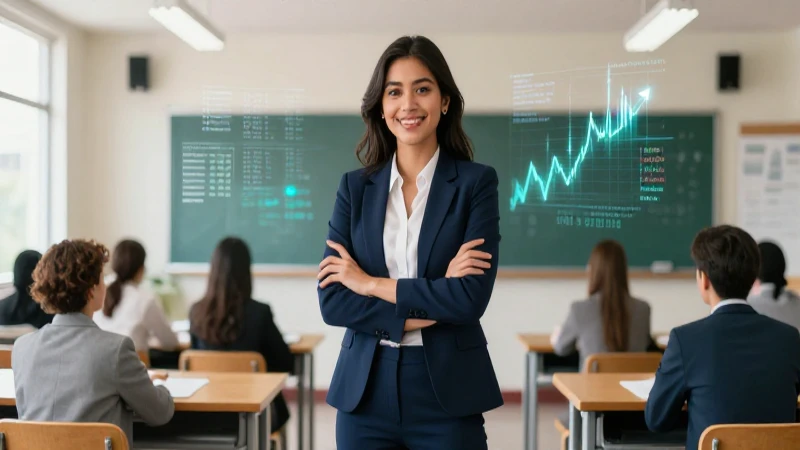 Joven profesional mexicano con datos de crecimiento