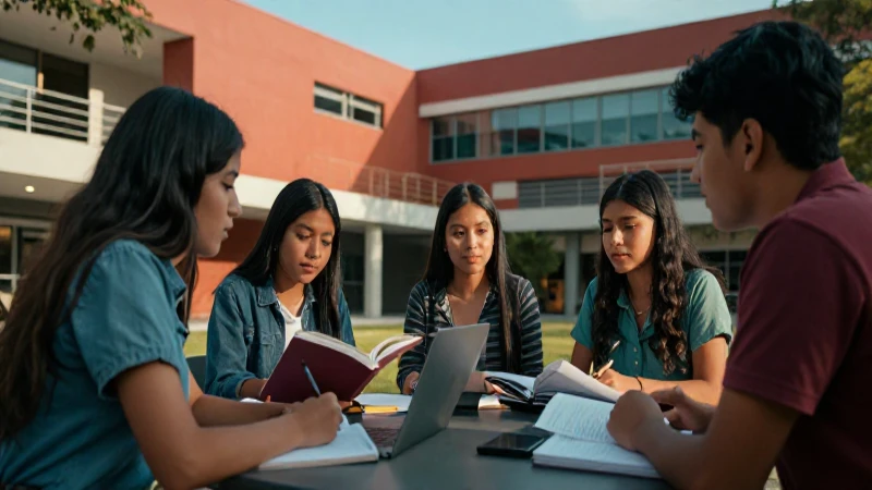 Estudiantes mexicanos modernos en campus universitario vibrante
