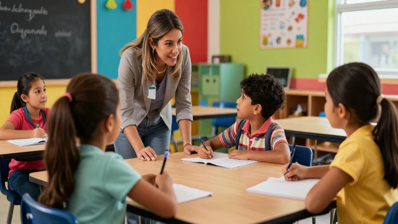 Niños mexicanos aprenden en un aula moderna y vibrante