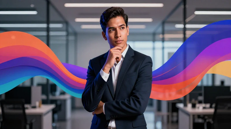 Joven profesional mexicano, éxito laboral futurista