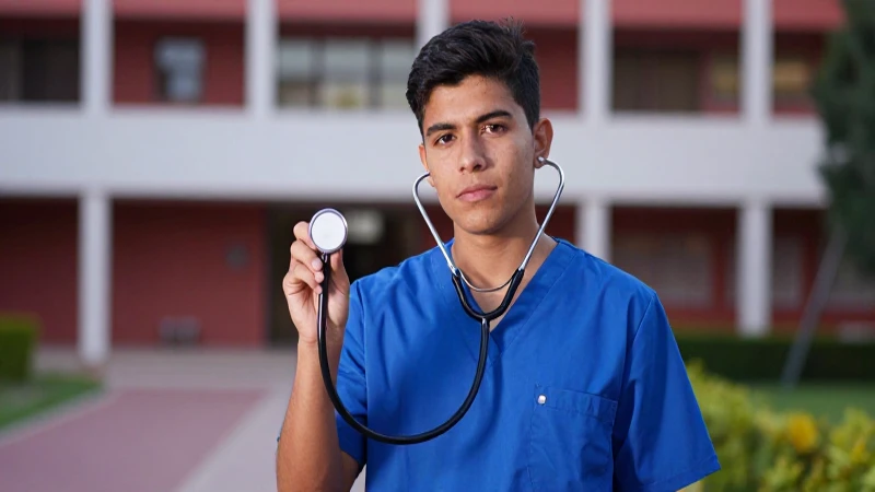 Estudiante mexicano profesional en campus vibrante