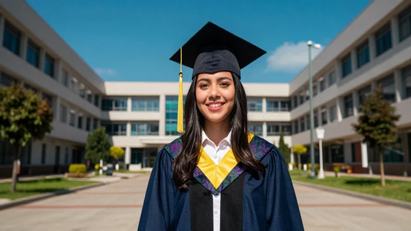 Estudiante mexicano vibrante en campus moderno