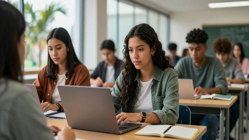 Estudiante mexicano en moderno campus universitario
