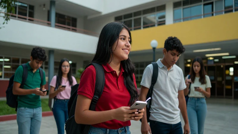 Estudiantes mexicanos modernos en un campus vibrante