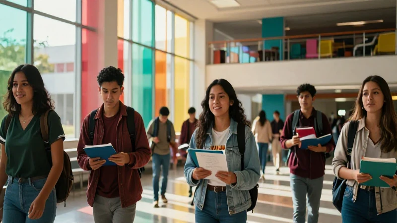Estudiantes universitarios mexicanos en campus vibrante
