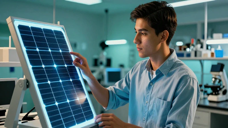 Joven mexicano interactúa con célula solar futurista
