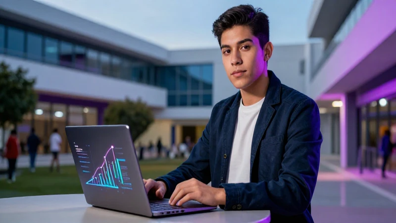 Joven estudiante mexicano en campus universitario