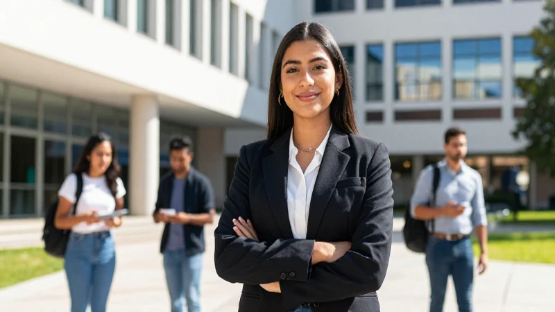 Confidente estudiante mexicano en universidad moderna