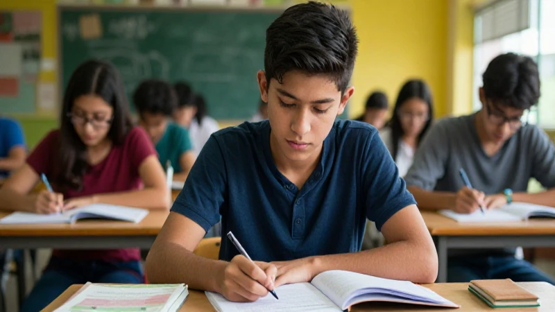 Estudiante mexicano concentrado, imagen vibrante y detallada