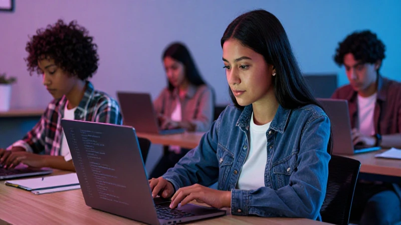 Joven mexicano programando en campus universitario