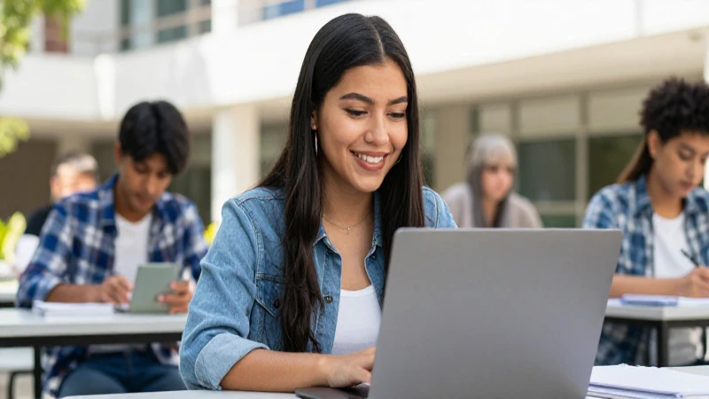 Joven mexicana sonriente en su campus