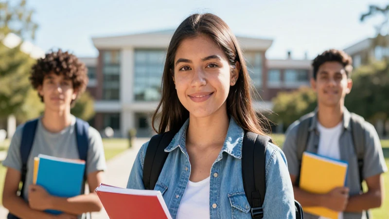 Joven estudiante mexicano ambicioso en campus moderno