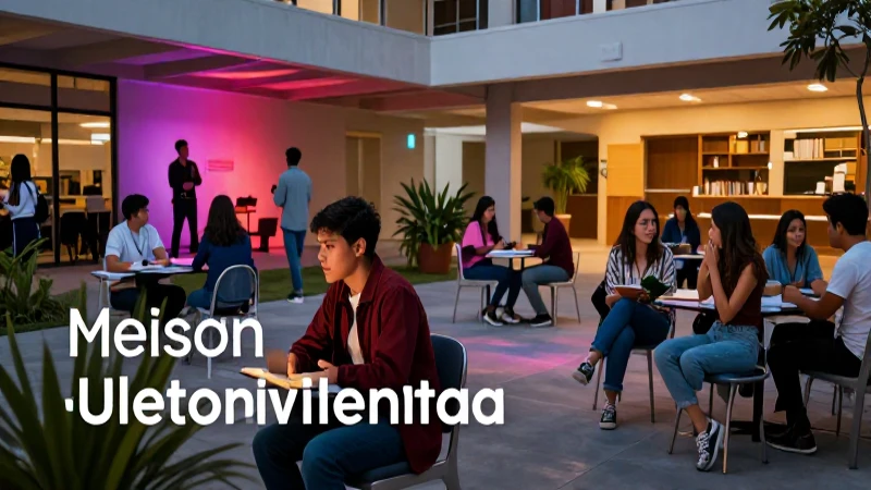 Estudiantes mexicanos en campus modernos y vibrantes