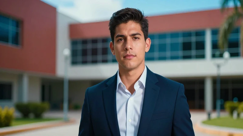 Retrato profesional de joven mexicano ambicioso