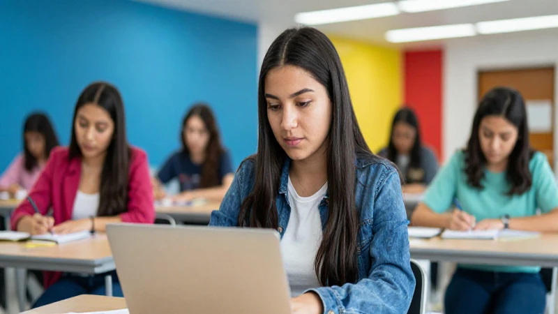 Estudiante mexicano vibrante en campus moderno